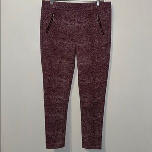 Love Fire Burgundy Pants w Micro Tweed Print Women’s Juniors 11 Stretch